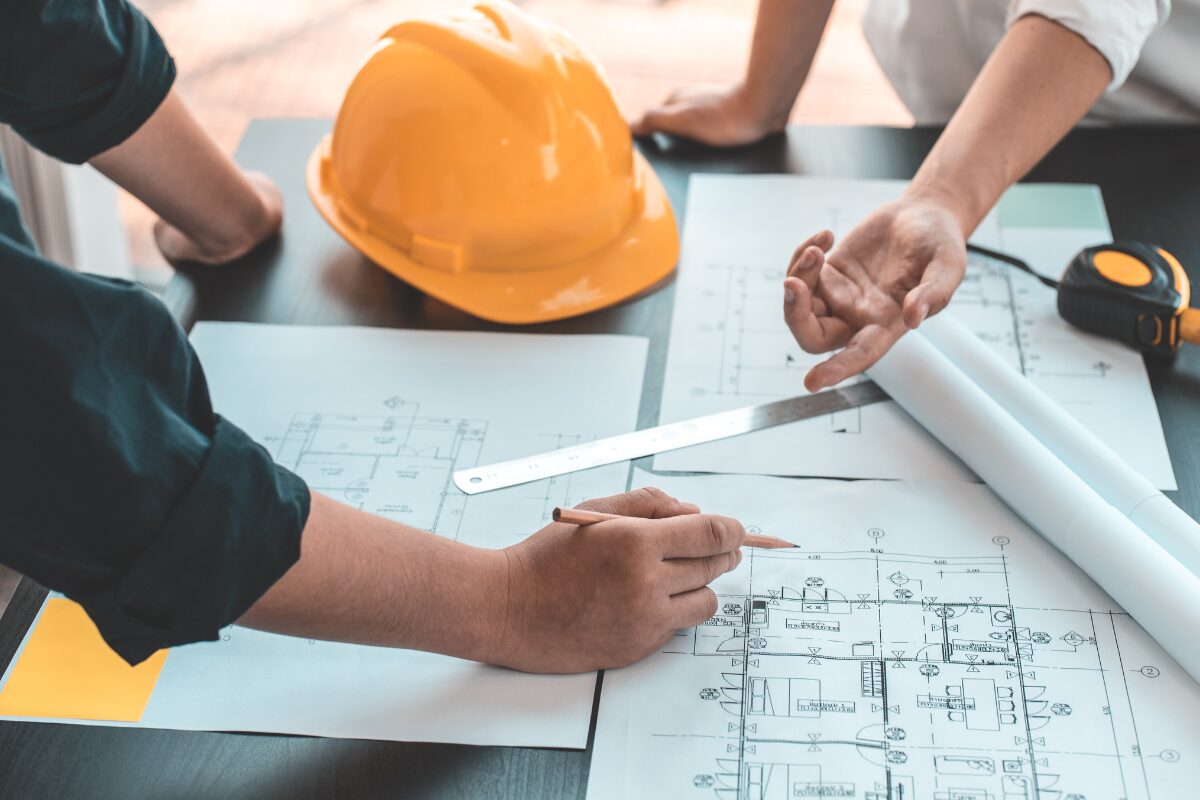 plan d architecture sur chantier