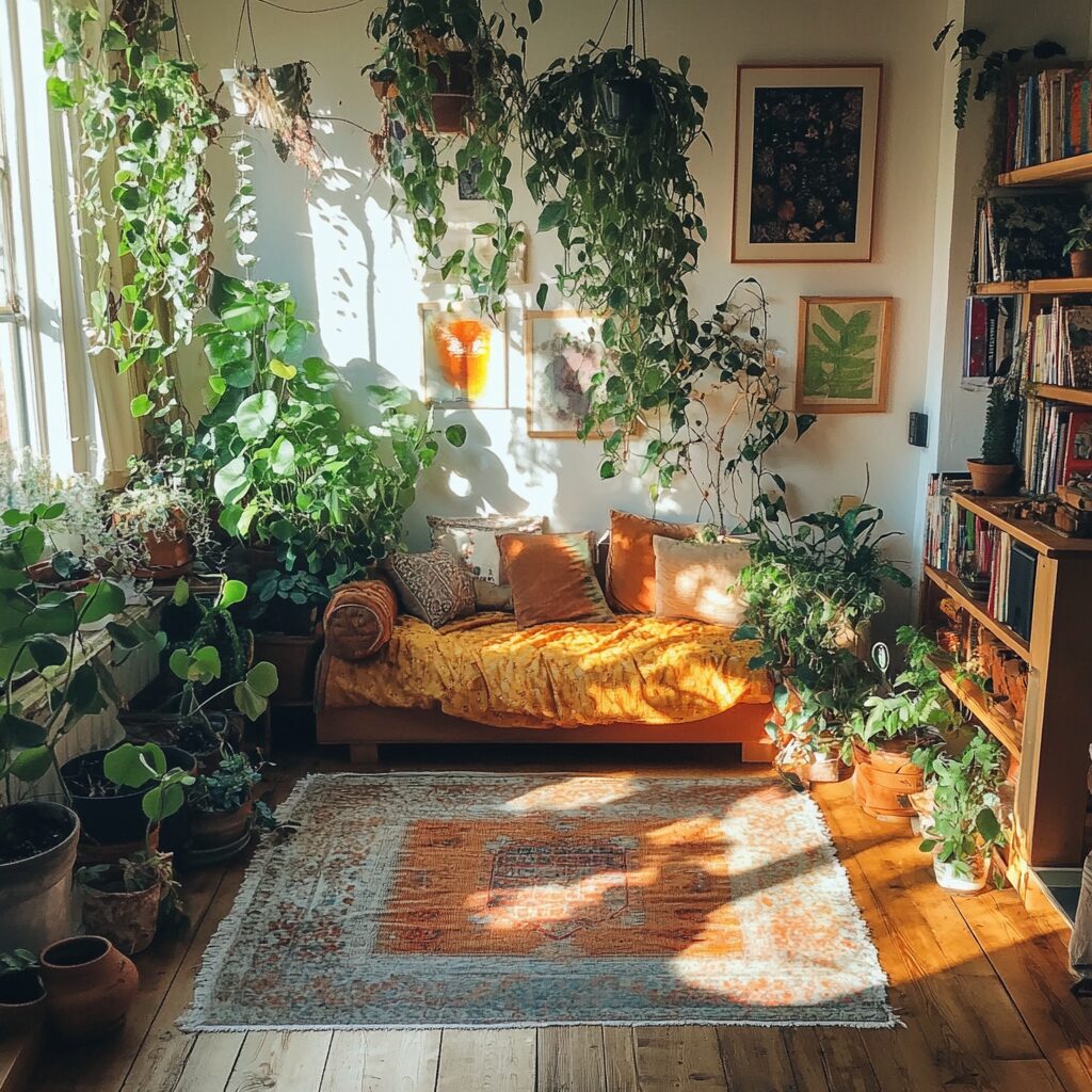 salon avec des plantes